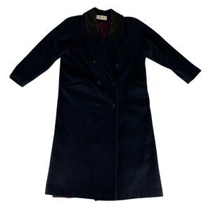 Vintage Andrea Marin Wool Blend Pea Coat Jacket Women 12P Navy Shoulder Pads